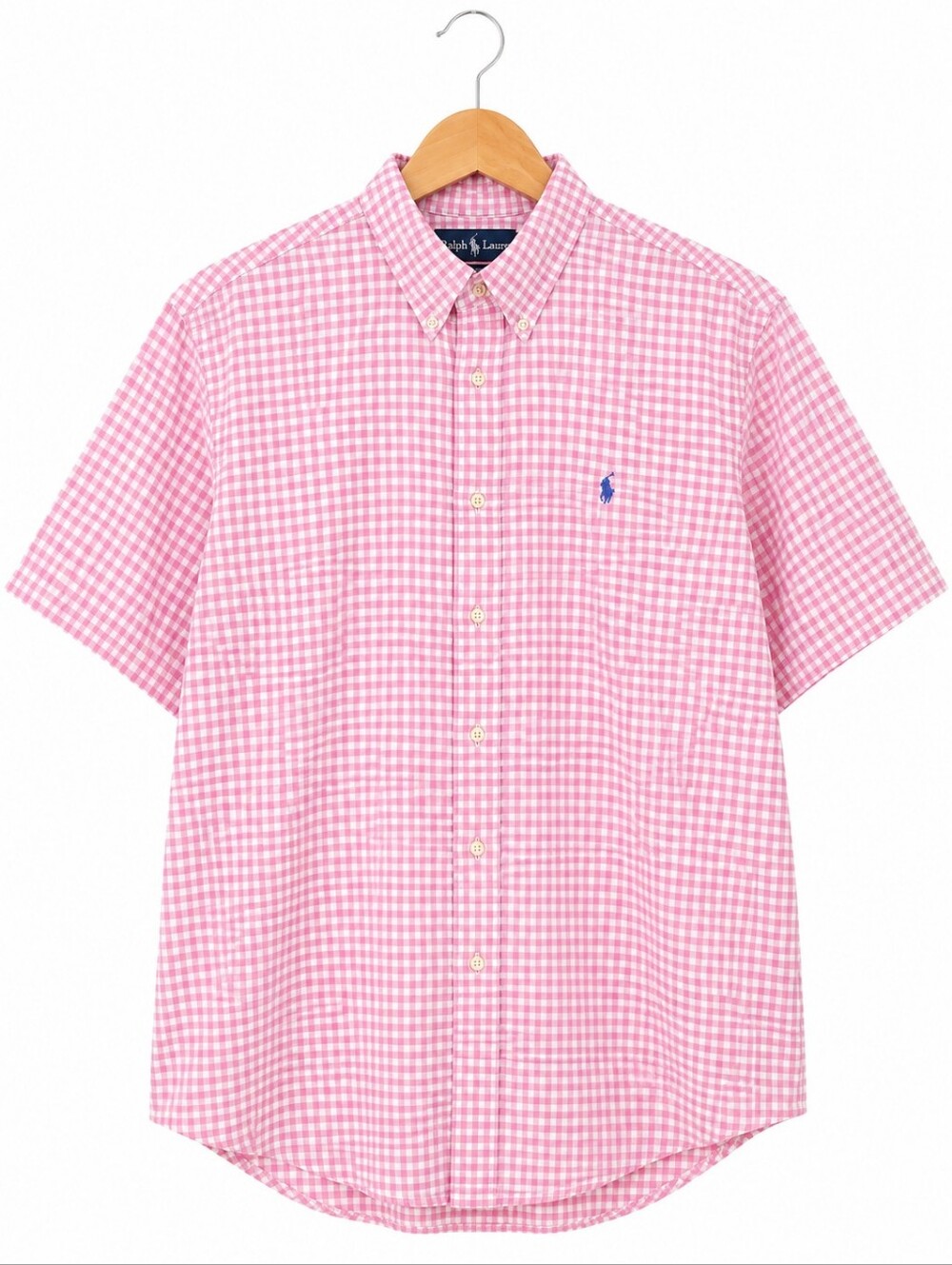 Ralph Lauren Custom Fit Pink Gingham Button Down Shirt XL Classic Preppy - Picture 2 of 8
